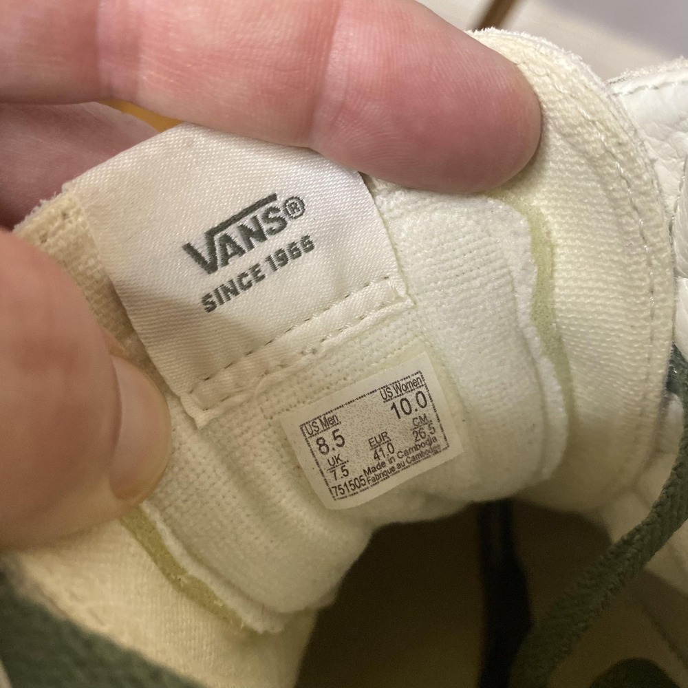 Vans Sk8-Hi Shoes Mens Size 8.5 White Green High Top Skate Sneakers Leather - Picture 10 of 11